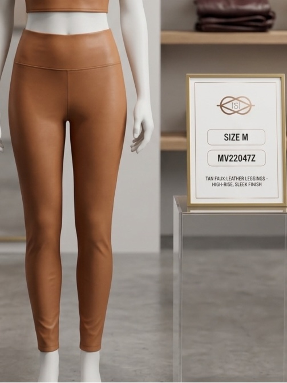 High-Rise Faux Leather Leggings — Tan